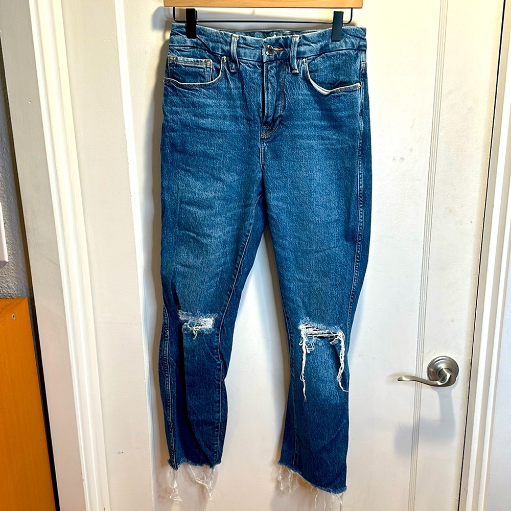 Good American straight leg ripped jeans